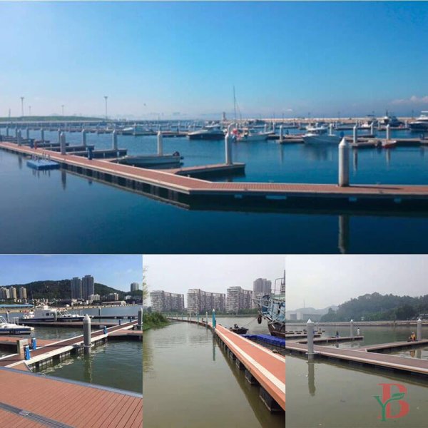 Marina installation with wood plastic composite boardwalks, demonstrating commercial waterfront application