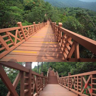 Architectural composite railing system featuring distinctive cross-pattern design. Combines safety with decorative elements, ideal for scenic overlooks and elevated pathways.