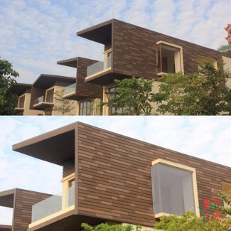 Wood look WPC wall panel, perfect for balcony and outdoor use