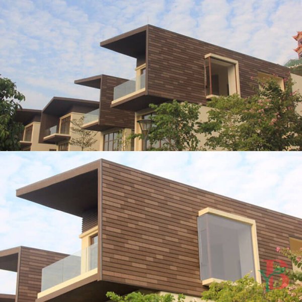 Wood look WPC wall panel, perfect for balcony and outdoor use