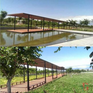 Moden minimalist design WPC pergola with long-span