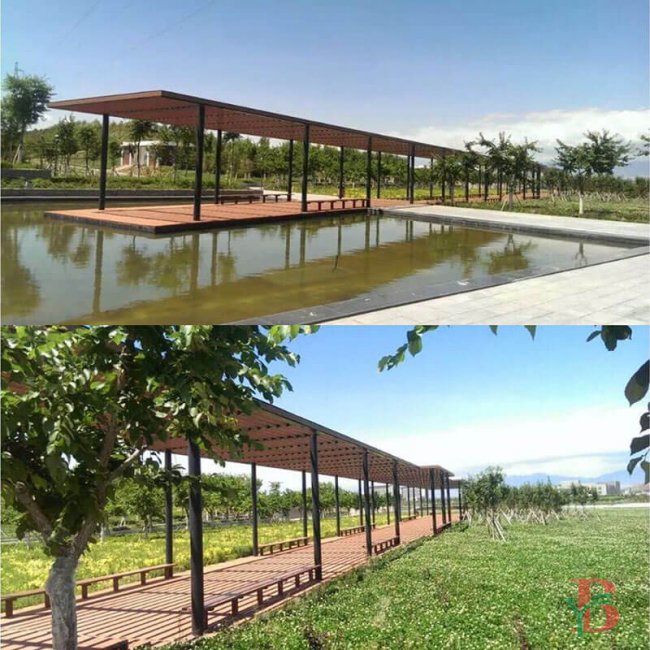 Moden minimalist design WPC pergola with long-span