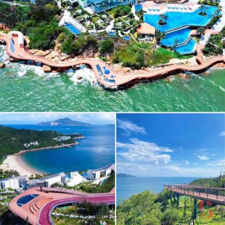 WPC coastal boardwalk installations with curved designs and ocean views