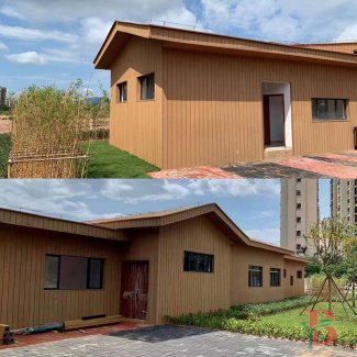 Warm Teak WPC Wall Panels for Cozy Ambience