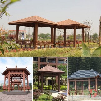 Asian-inspired WPC gazebo designs in public park