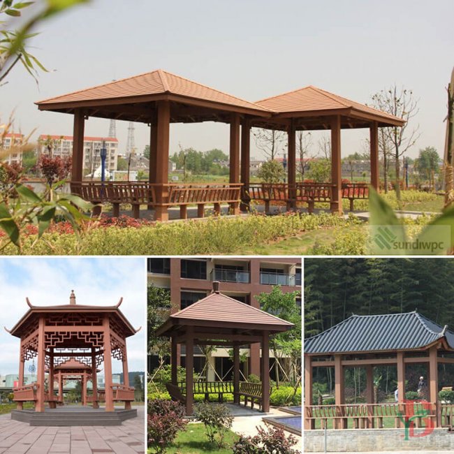 Asian-inspired WPC gazebo designs in public park