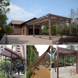 Modern architectural WPC pergola with clean lines