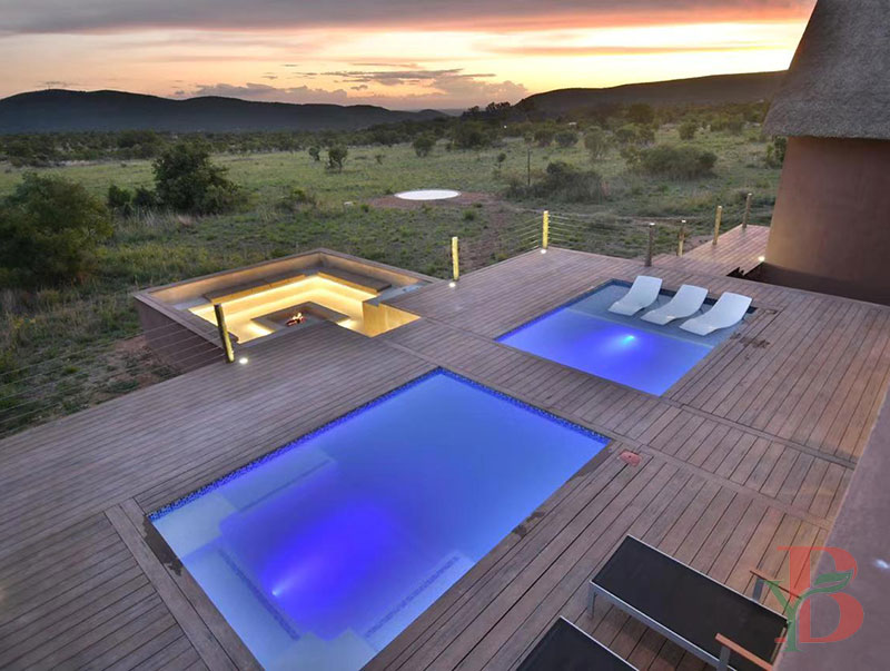 3D Embossed Composite Pool Decking appears to have a natural wood-like appearance while offering durability.