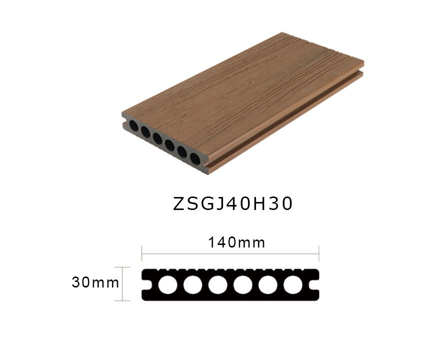 Capped composite decking ZSGJ140H30 with 140*30mm dimension