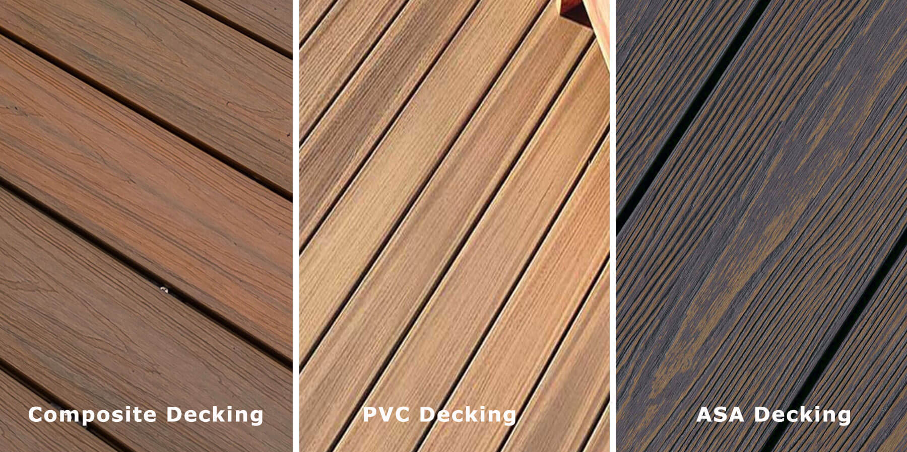 Composite decking vs PVC decking vs ASA decking comporasion