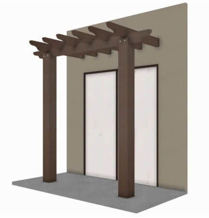 residential standard WPC pergola kit 3D model of residential standard WPC pergola kit attached to wall