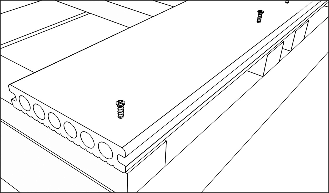 face screws WPC Decking For ungrooved boards composite decking selection, we use exposed fasteners with face screws