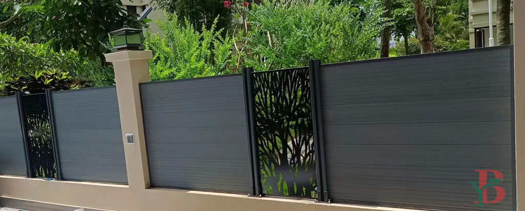 Composite fencing with decorative boards