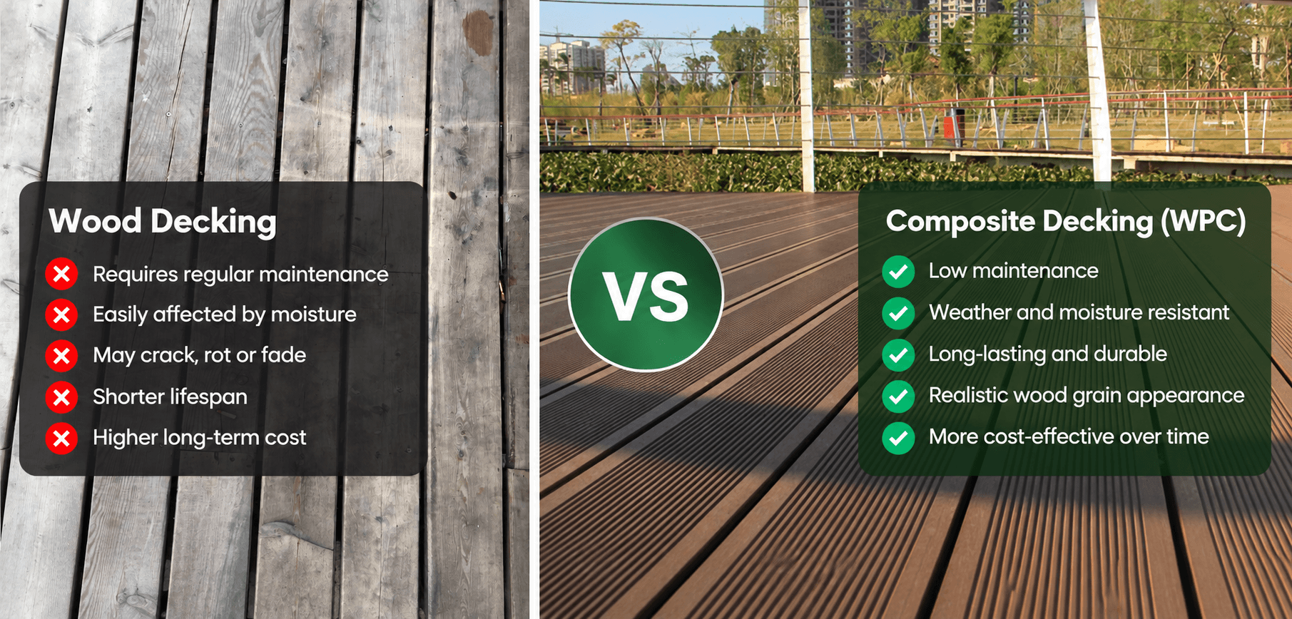 composite decking vs wood decking