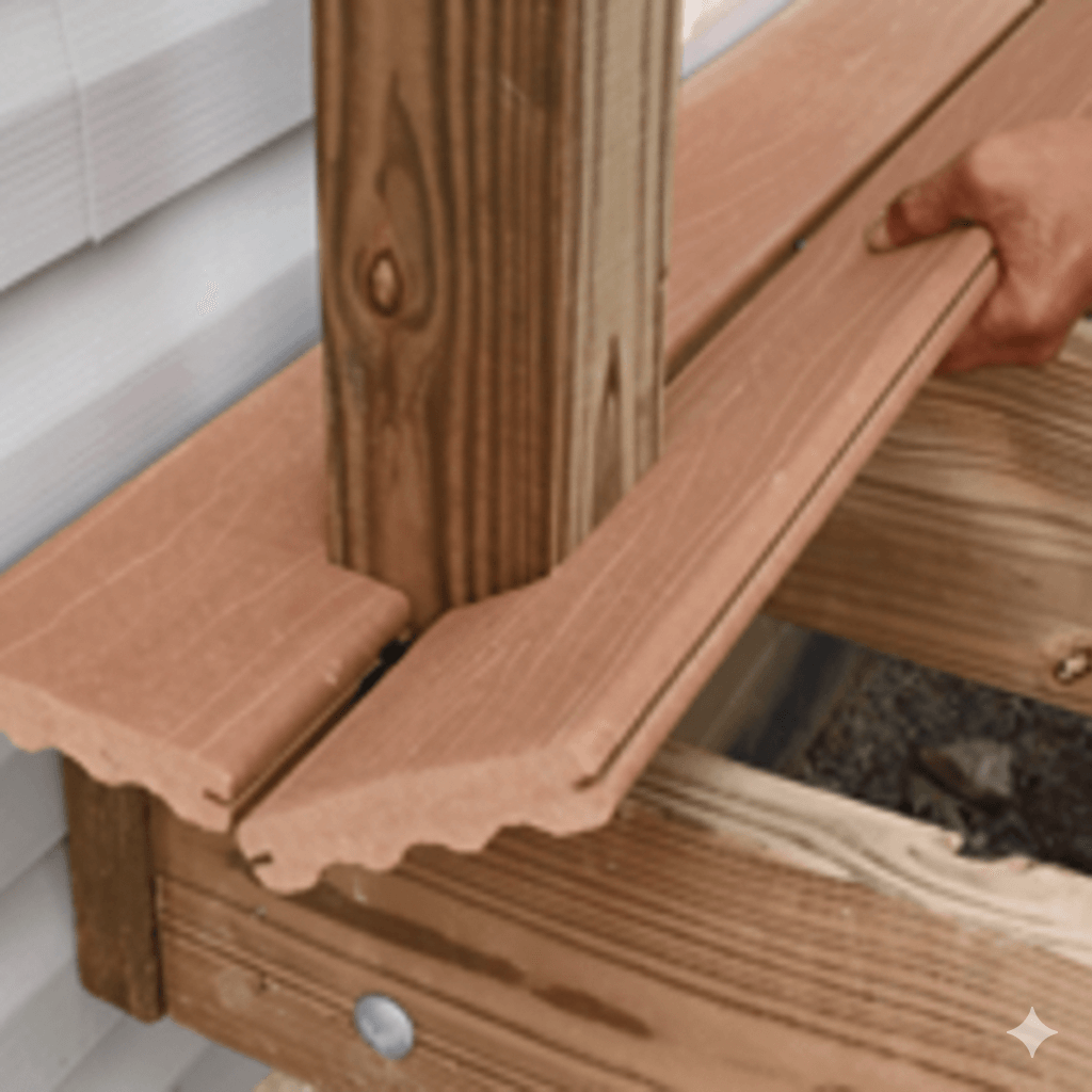 Composite decking installation, Install the boards one by one with screws and clips