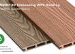 Close-up of 3D embossing technology in WPC decking with realistic wood grain texture