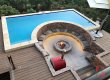 3D Embossed composite pool Decking Appears to have a natural wood-like appearance while offering durability.