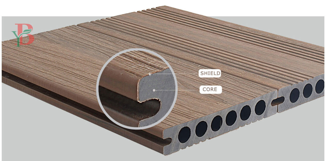 , capped composite decking features an advanced, high-performance polymer shell.
