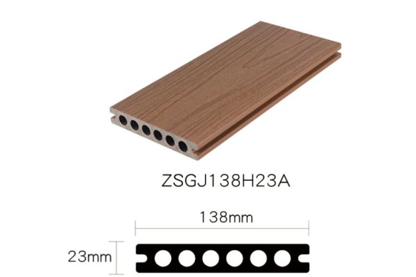 Capped composite decking ZSGJ138H23 with 138*23mm dimension