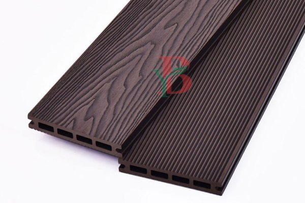 ZS150H23 Mountain Grain 3D Embossed WPC Decking hollow profile