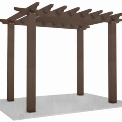 Rendering of heavy-duty commercial WPC pergola with 200mm posts