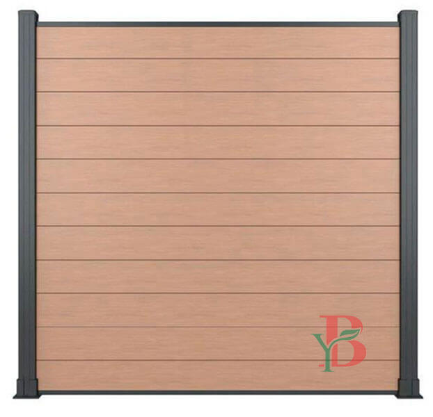 Full-height 1850mm composite privacy fence 6-foot tall Composite privacy fence panel with black aluminum posts