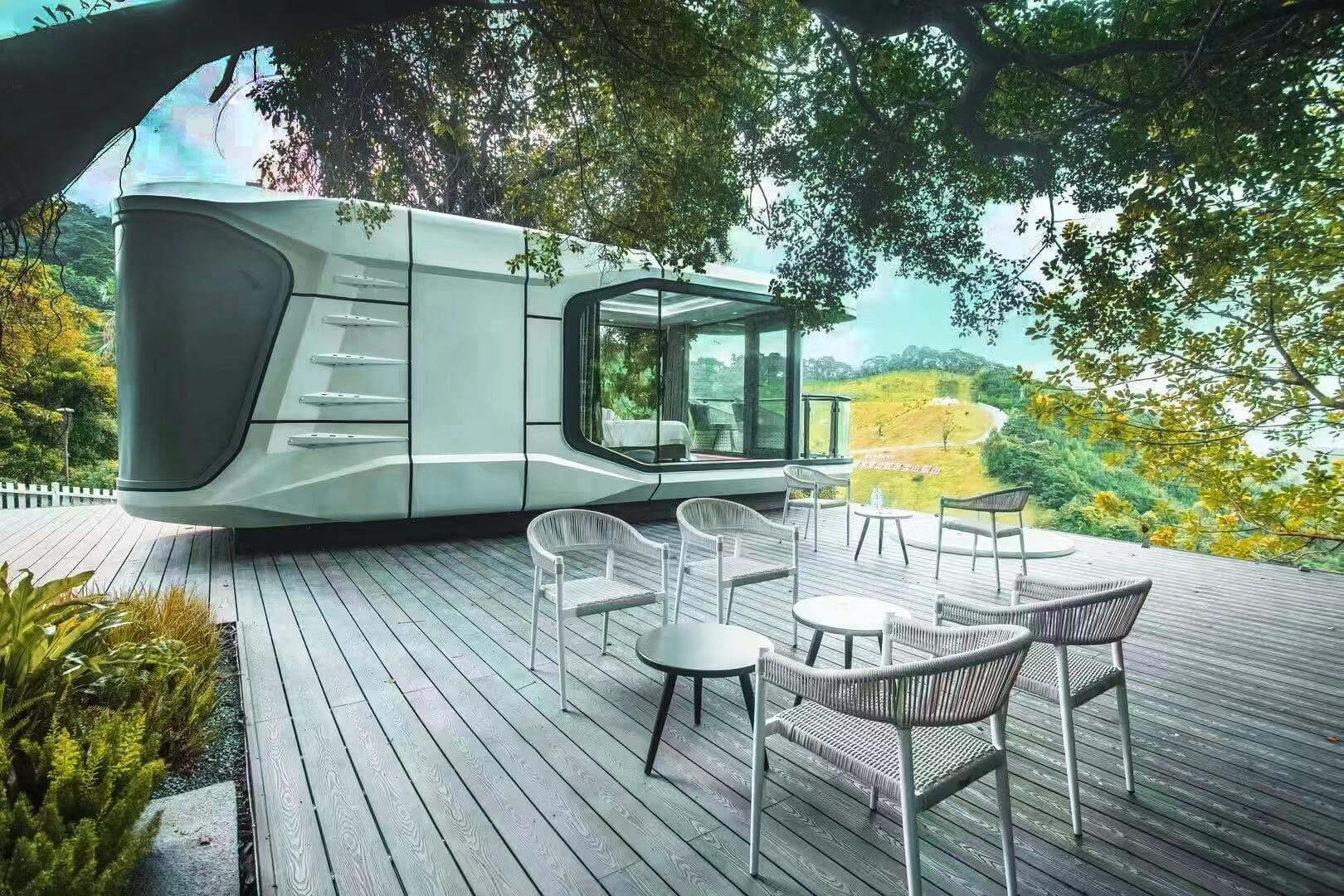 Close-up view of dark grey 3D embossed WPC decking texture