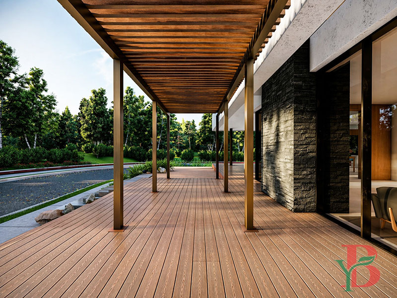 3D Embossed WPC decking is suitable for cafes, resorts, and public seating areas