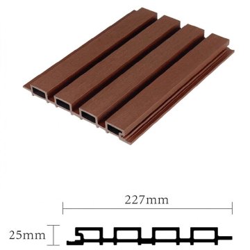 Technical specification for ZSGJ227H25 capped composite slatted cladding, 227mm width by 25mm height, showing the fluted cross-section profile.
