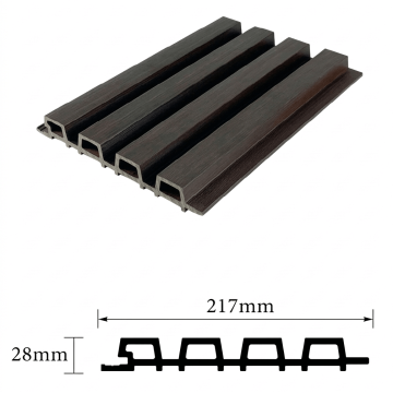 Technical specification for ZSGJ217H25 capped composite slatted cladding, 217mm width by 25mm height, showing the fluted cross-section profile.