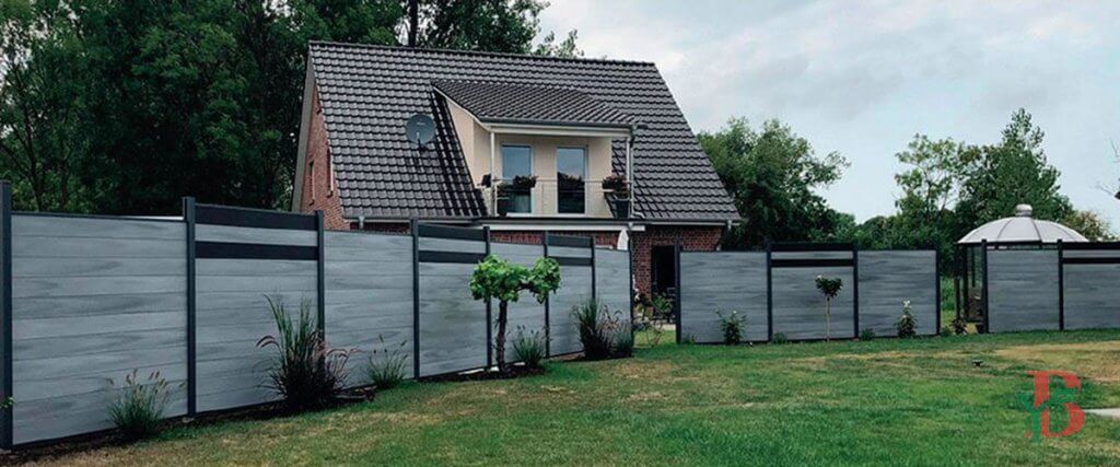 Modern grey WPC garden fence panels for contemporary outdoor spaces