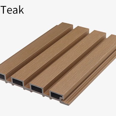 Modern WPC Slat Wall Panel | Composite Slatted Cladding-Teak color